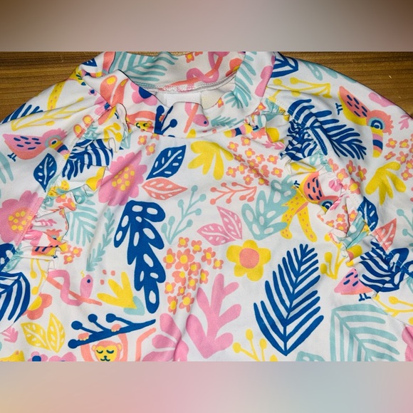 Tucker + Tate Long Sleeve Swim Shirt Girls size 7  Floral Birds Monkey - Picture 4 of 8